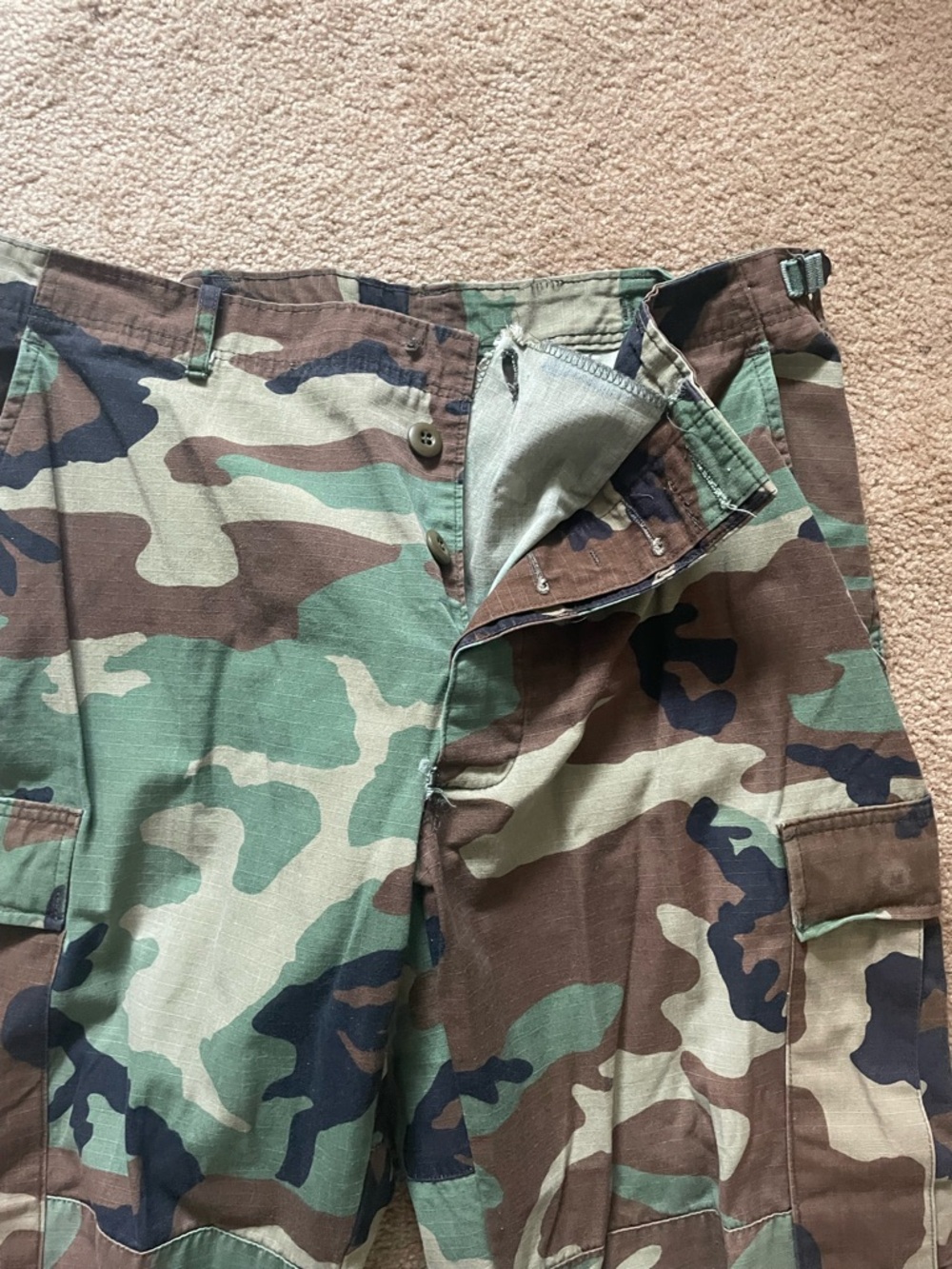 Men's or women’s Camo Cargo Pants - Woodland Green Brown - Picture 4 of 9